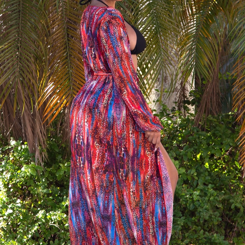 Achilles Sheer Cover Up - Multi Cheetah